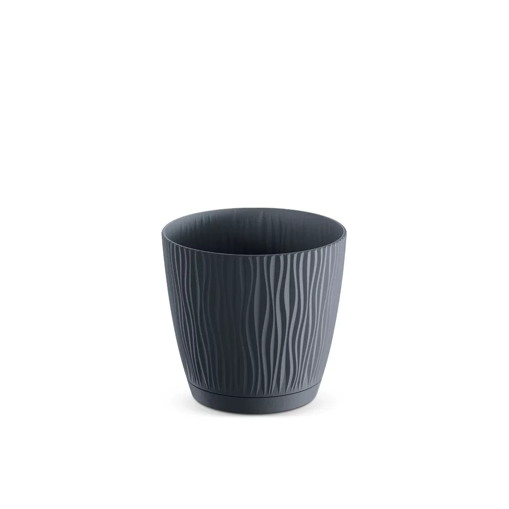 Prosperplast műanyag virágcserép alátéttel hullámos 17cm antracitszürke