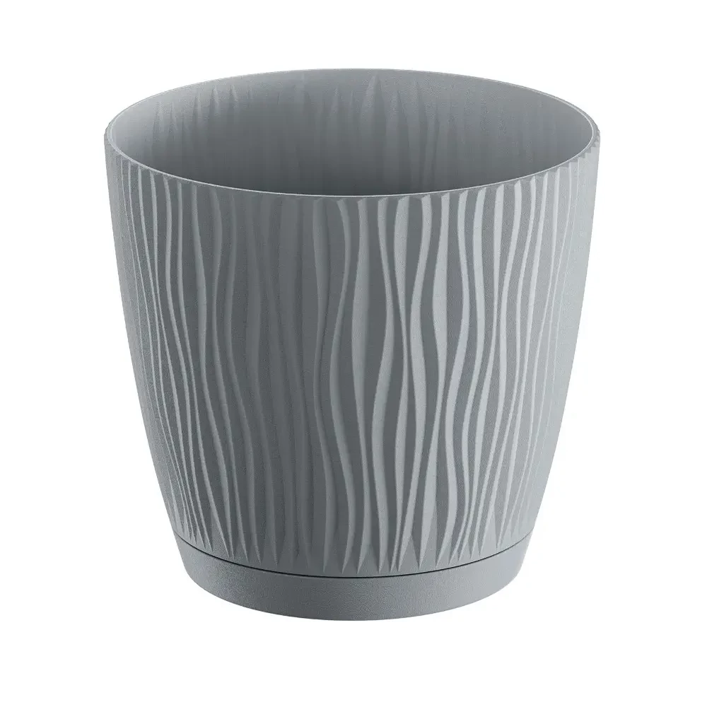 Prosperplast műanyag virágcserép alátéttel hullámos 13cm világosszürke