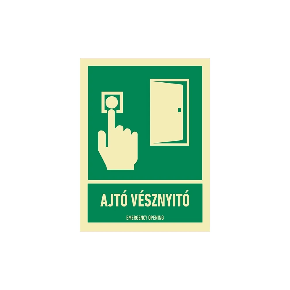 Ajtó Vésznyitó Utánvilágítós Öntapadós Matrica 15X20cm