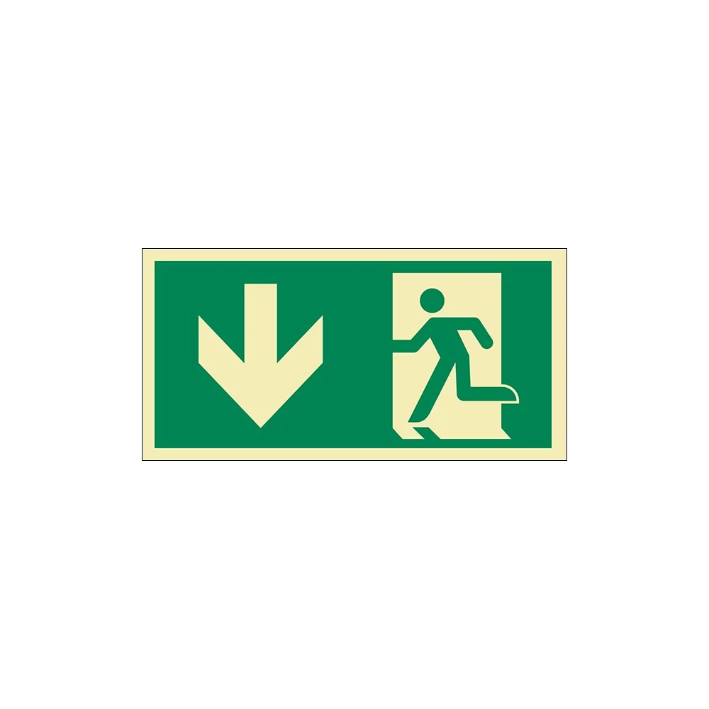 Menekülési Út Piktogram Le Bal Utánvilágítós Öntapadós Matrica 15X30cm