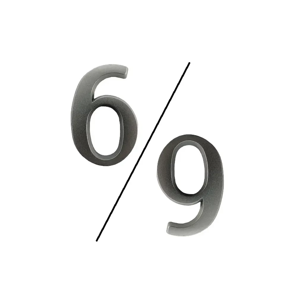 Ajtószám Öntapadós Matt Ezüst "6/9" 4,5cm