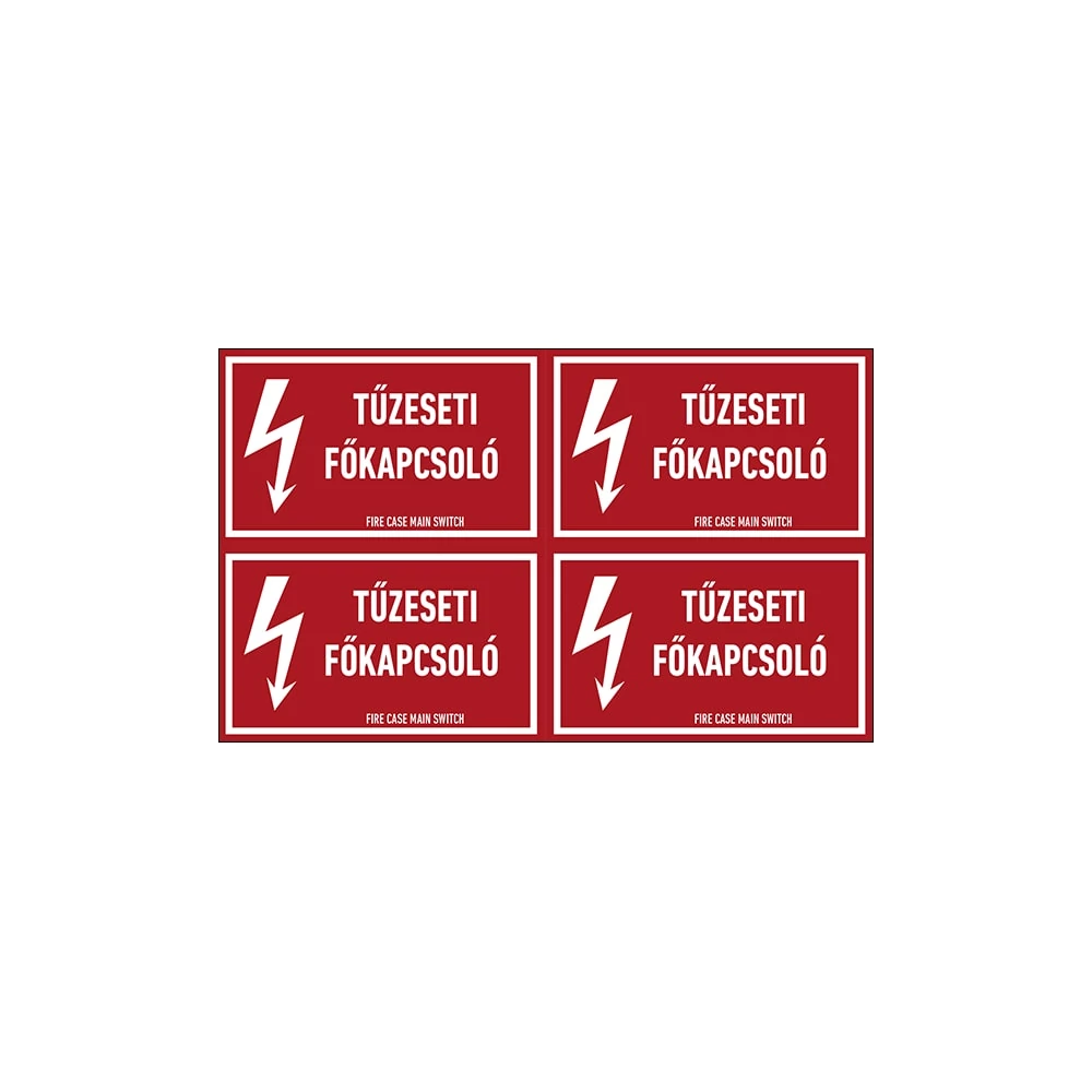 Tűzeseti Főkapcsoló Öntapadós Matrica 6X10cm (4db)