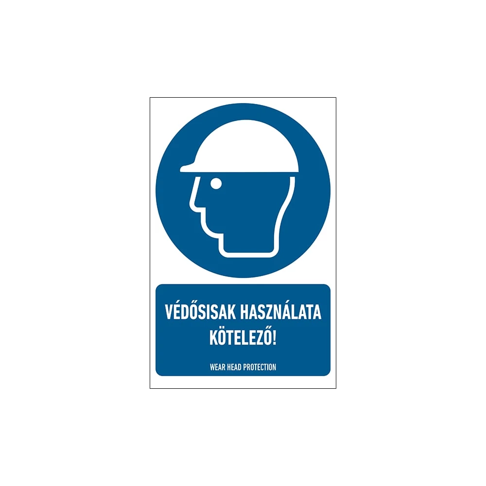 Védősisak Használata Kötelező! Öntapadós Matrica 16X25cm
