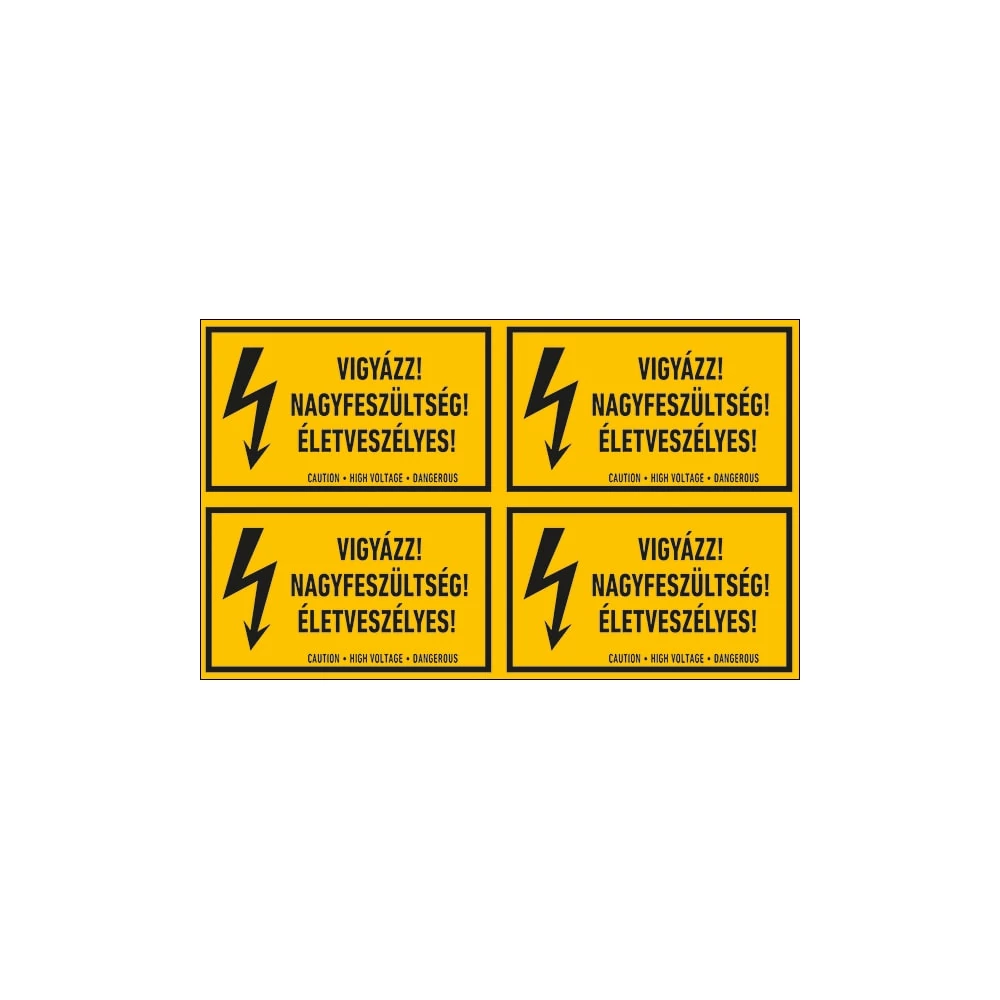 Vigyázz Nagyfeszültség Életveszélyes Öntapadós Matrica 6X10cm (4db)
