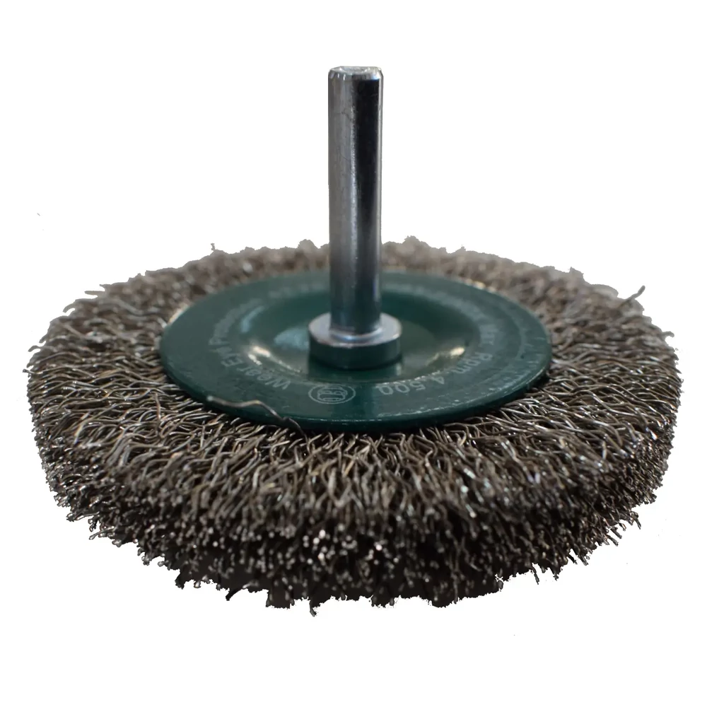 Abraboro száras körkefe hullámos inox-dróttal 75mm