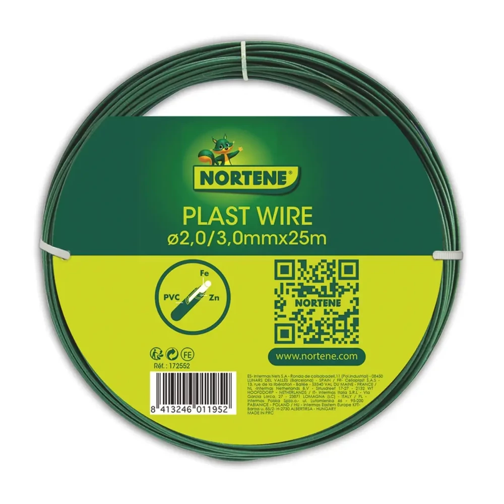 Nortene Plast Wire műanyagozott huzal zöld 2.0/3.0mm (25m)