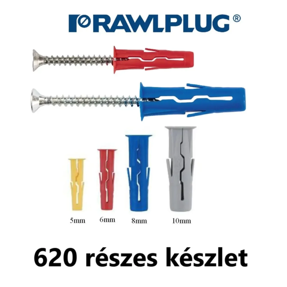 Rawlplug UNO univerzális dübel + süllyesztett fejű csavar készlet (620 részes)