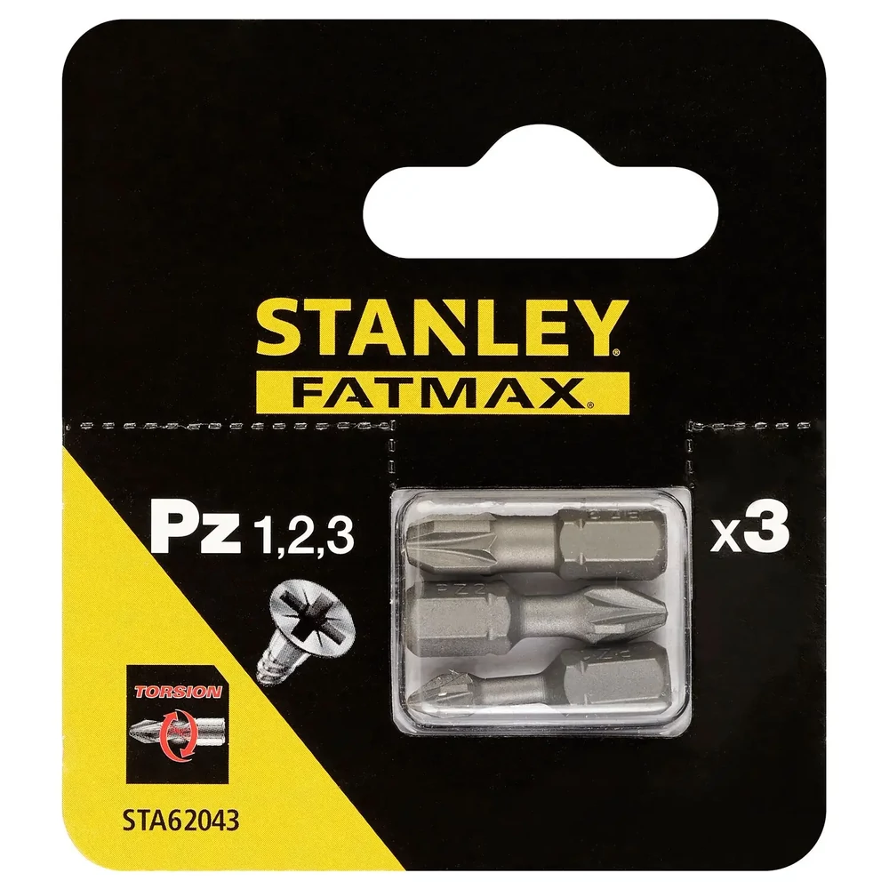 STANLEY FATMAX torziós behajtótüske készlet 25mm PZ1-2-3 (3 részes)