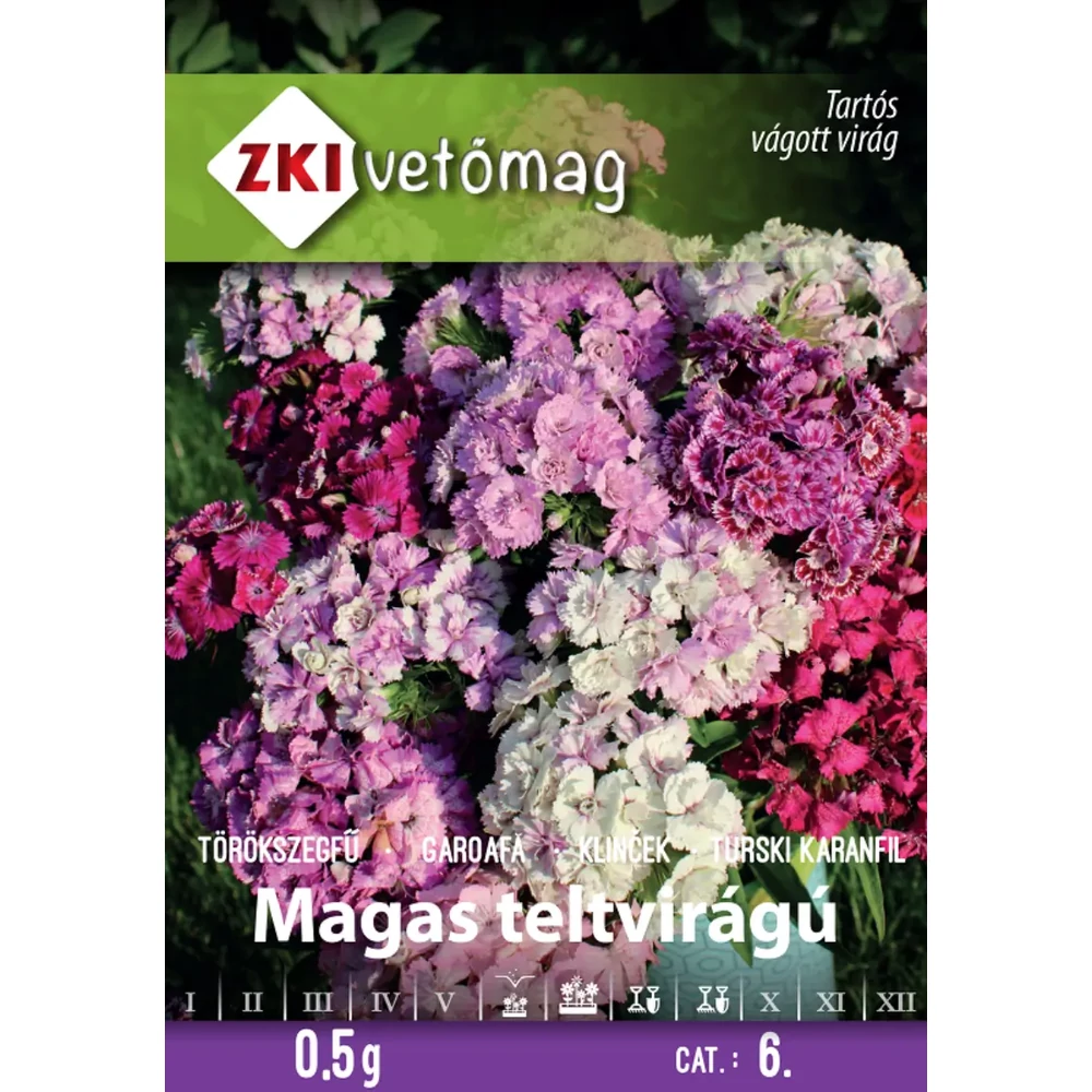 ZKI Virágmag (Törökszegfű Teltvirágú magas színkeverék) vetőmag 0,5g