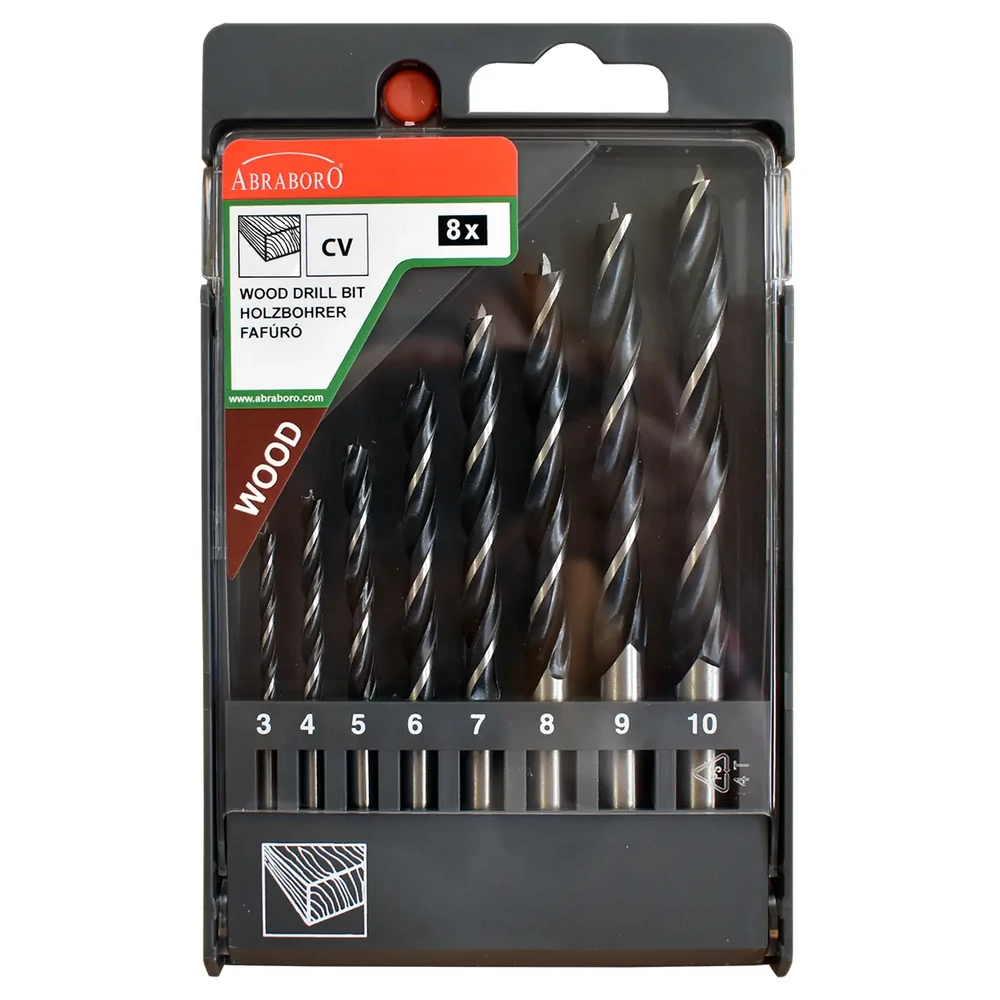 Abraboro rövid fafúró készlet 3-10mm (8 részes)