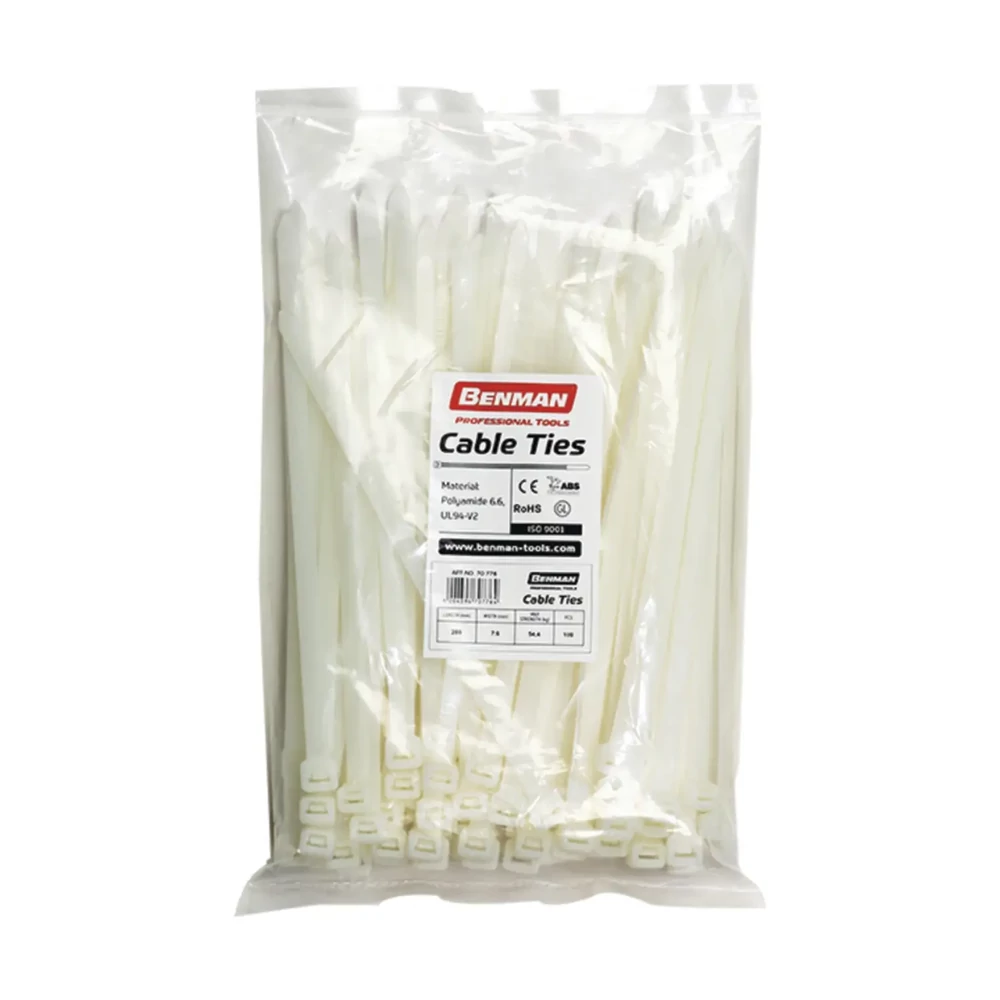 Benman kábelkötegelő fehér 370x4,8mm (100 db)