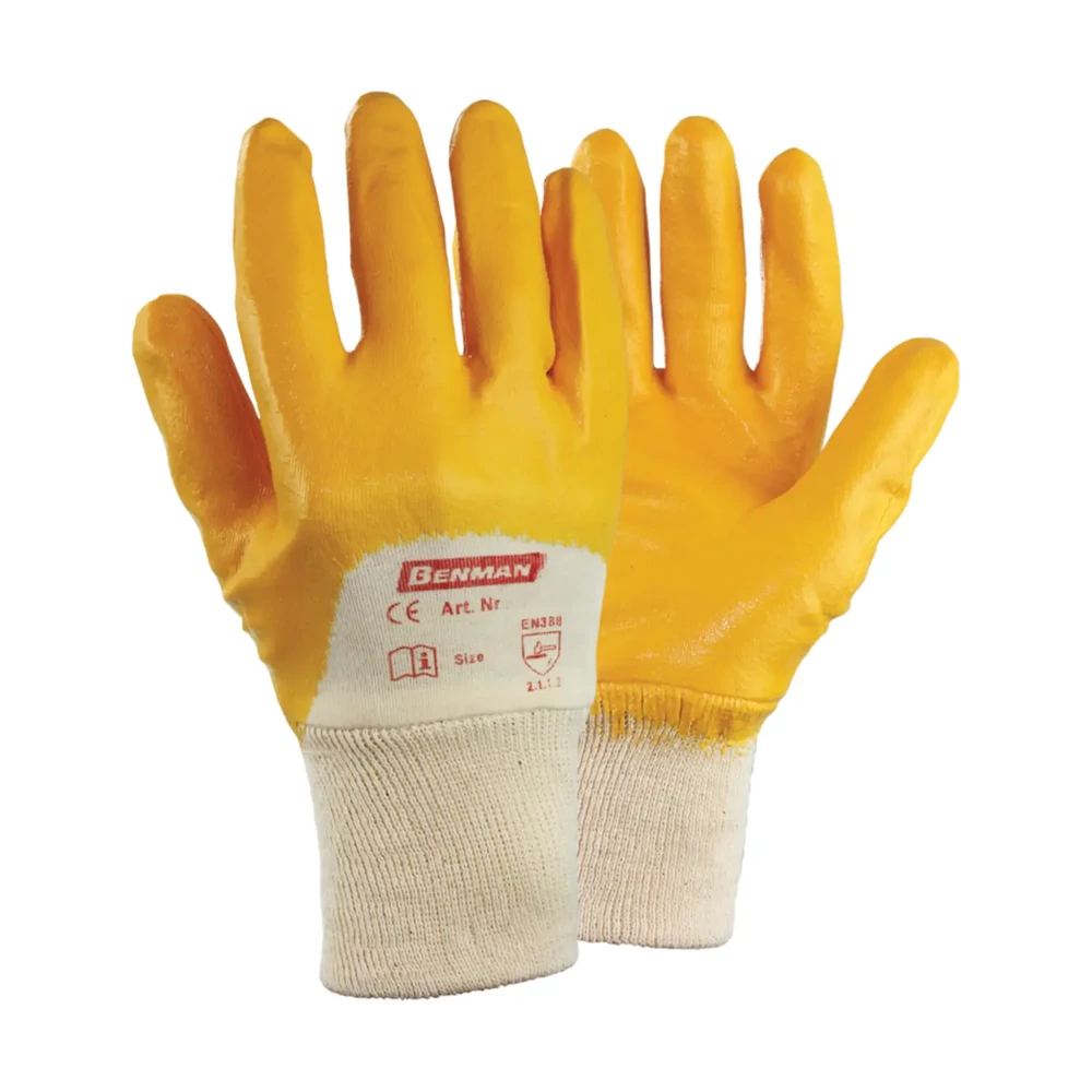 Benman sárga nitril mártott szerelőkesztyű L