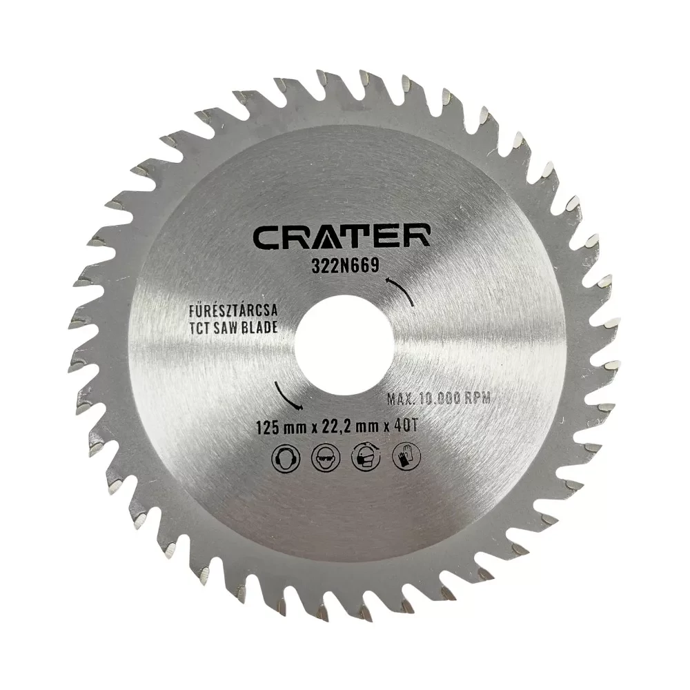 CRATER körfűrészlap fához (finom vágás 40fog 22,2mm furat) 125mm