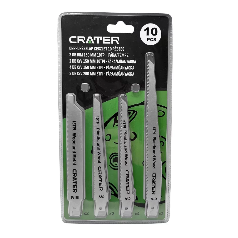 CRATER orrfűrészlap készlet (fémre-fára-műanyagra) (10 részes)