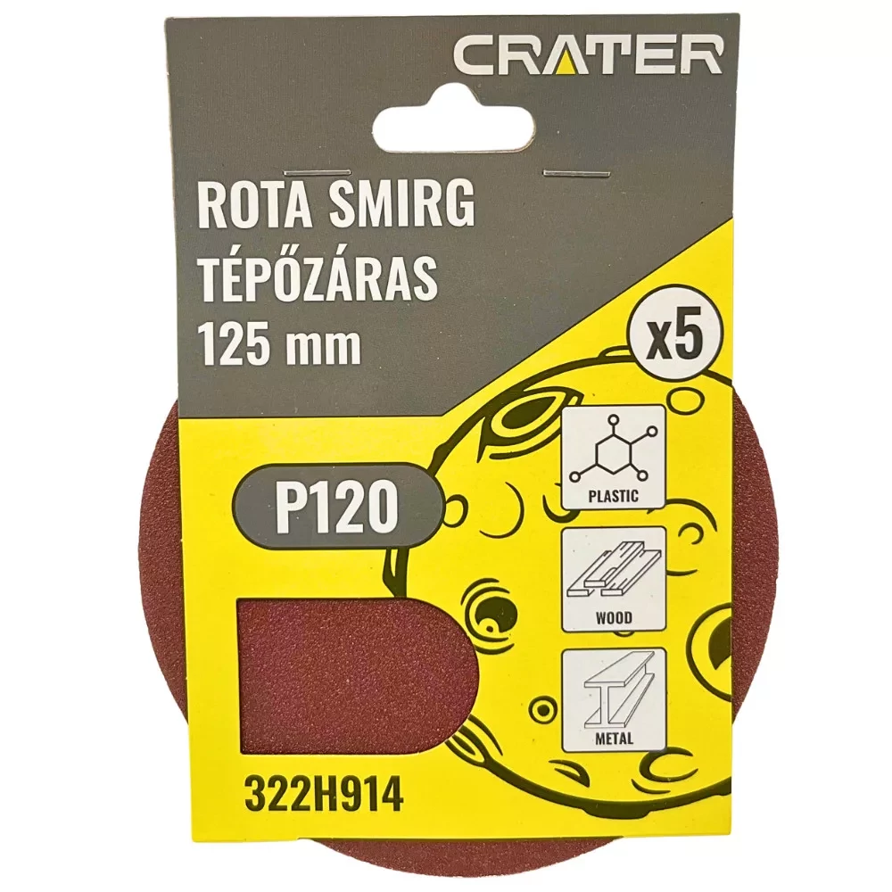 CRATER tépőzáras csiszolópapír 125mm P120 (5db)