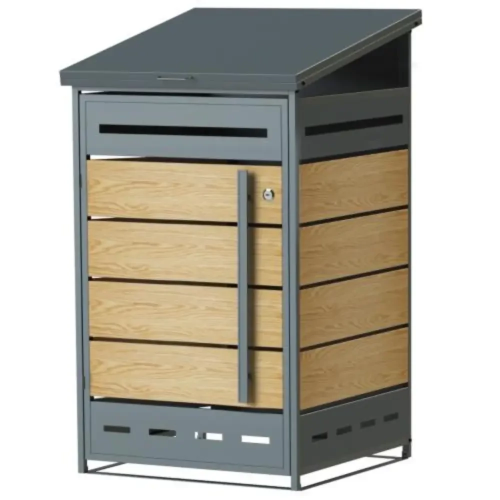 New Garden zárható acél kukatároló (80-240L méretű kukához) 73x77x130cm