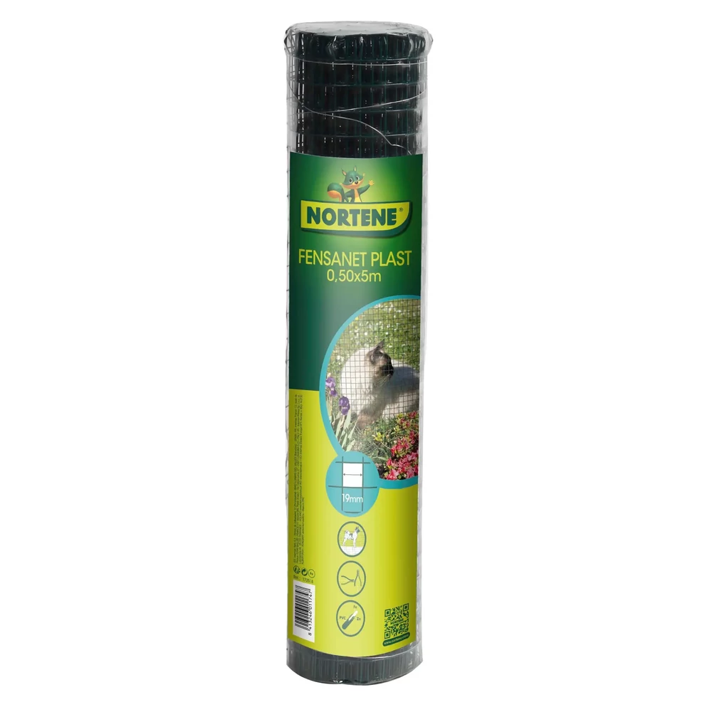 Nortene FENSANET PLAST 19 - Prémium ponthegesztett drótháló műanyag bevonttal. 0,5 x 5 m zöld (19 x 19 x 0,7/1,1 mm)