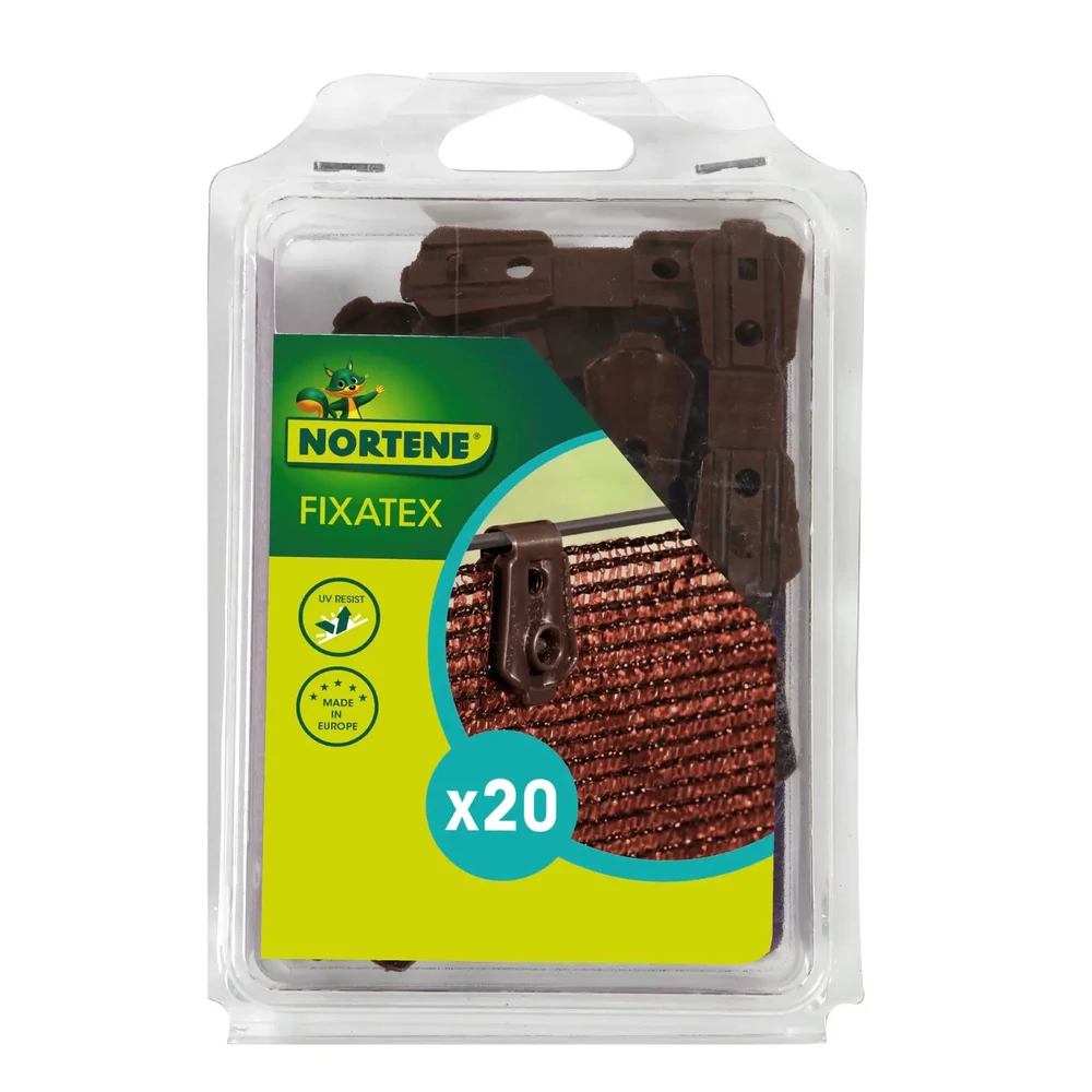 Nortene FIXATEX - Rögzítő kapocs szőtt árnyékoló hálókhoz barna (20 darab / csomag)