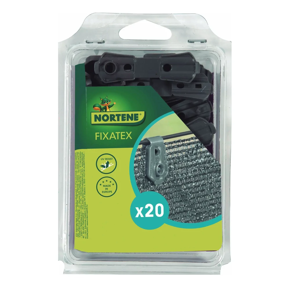 Nortene FIXATEX - Rögzítő kapocs szőtt árnyékoló hálókhoz szürke (20 darab / csomag)