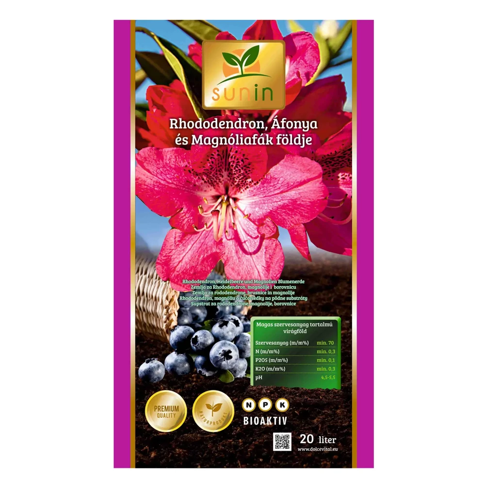 Sunin Prémium Rododendron és Áfonya virágföld 20L