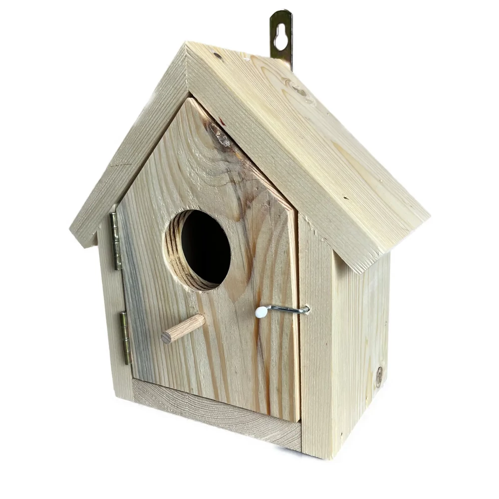 Zárt fa madáretető házikó natúr fenyő 23×12×24 cm