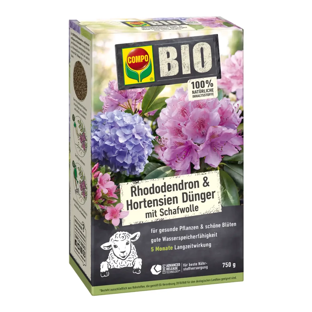 Compo Bio hosszú hatású trágya rhododendron, hortenzia és erikafélék számára 750g