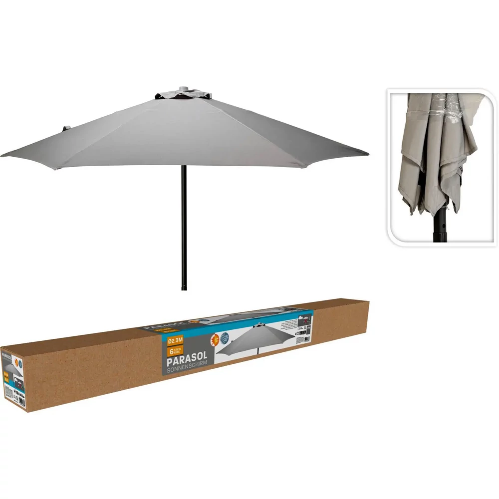 Napernyő szögletes erősített 2,3m világosszürke