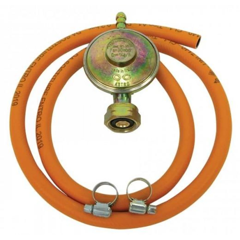 Pb-Gáz Nyomáscsökkentő Szett (1M Pb Tömlő, 30Mbar Reduktor, 2db Bilincs)