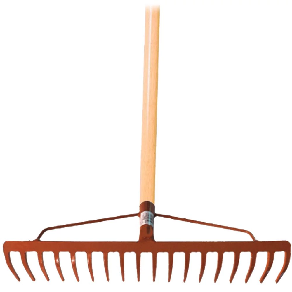 Erősített Lemez Gereblye 18 Fogú 44cm Fa Nyéllel