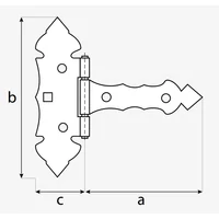 Kép 2/3 - Kapupánt Csuklós Díszes 400X60X90mm Fekete