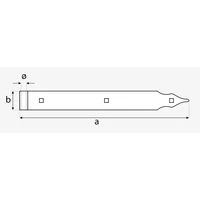 Kép 2/4 - Kapupánt Csapos Erősített 600X35mm D=13mm Fekete