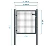 Kép 2/2 - Kerti kapu oszloppal antracit színű 150cm magas
