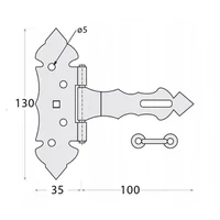 Kép 2/2 - Lakatpánt Díszes 100 + 35 / 70mm Fekete