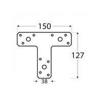Kép 2/3 - Összekötő Lemez "T" 150X127X38mm Fekete