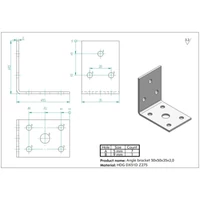 Kép 2/2 - Sarokösszekötő lemez horganyzott 50x50x35x2mm