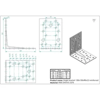 Kép 2/2 - Sarokösszekötő lemez horganyzott erősített 120x120x90x2,5mm
