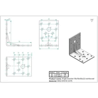 Kép 2/2 - Sarokösszekötő lemez horganyzott erősített 70x70x55x2,5mm