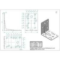 Kép 2/2 - Sarokösszekötő lemez horganyzott erősített 90x90x65x2,5mm