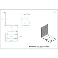 Kép 2/2 - Sarokösszekötő lemez horganyzott perforált 60x60x40x2mm