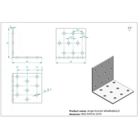 Kép 2/2 - Sarokösszekötő lemez horganyzott perforált 60x60x60x2mm
