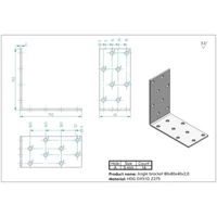 Kép 2/2 - Sarokösszekötő lemez horganyzott perforált 80x80x40x2mm