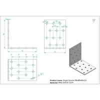 Kép 2/2 - Sarokösszekötő lemez horganyzott perforált 80x80x60x2mm