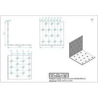 Kép 2/2 - Sarokösszekötő lemez horganyzott perforált 80x80x80x2mm