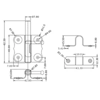 Kép 2/2 - Bajonett tolózár díszes horganyzott 40x42mm