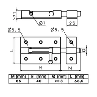 Kép 2/2 - Bajonett tolózár spanyol egyenes lakatolható 85x65mm