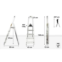 Kép 2/3 - DRABEST alu háztartási létra 5 fokos
