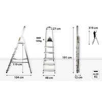 Kép 2/2 - DRABEST alu háztartási létra 6 fokos
