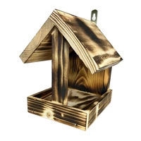 Kép 2/5 - Fa madáretető rusztikus égetett 19×19×22 cm