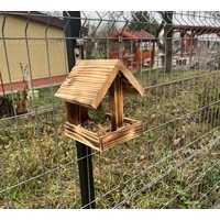 Kép 5/5 - Fa madáretető rusztikus égetett 19×19×22 cm