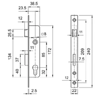 Kép 2/2 - Elzett 3389 B Váltós Portálzár (40x40mm-es zártszelvénybe)